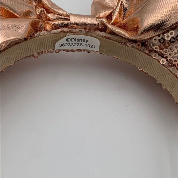 Sequin rose gold pink Disney Mickey Mouse Ears Headband with Bow - Picture 5 of 6